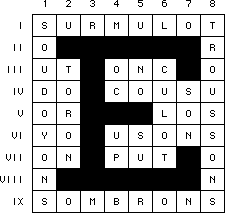 [H] Surmulot - - Ut / Onc - Do / Cousu - Or / Los - Yo / Usons - On /Put - - Sombrons // [V] Soudoyons - Toron - - Oc / Up - Nô / Su - Culot - Son - Troussons